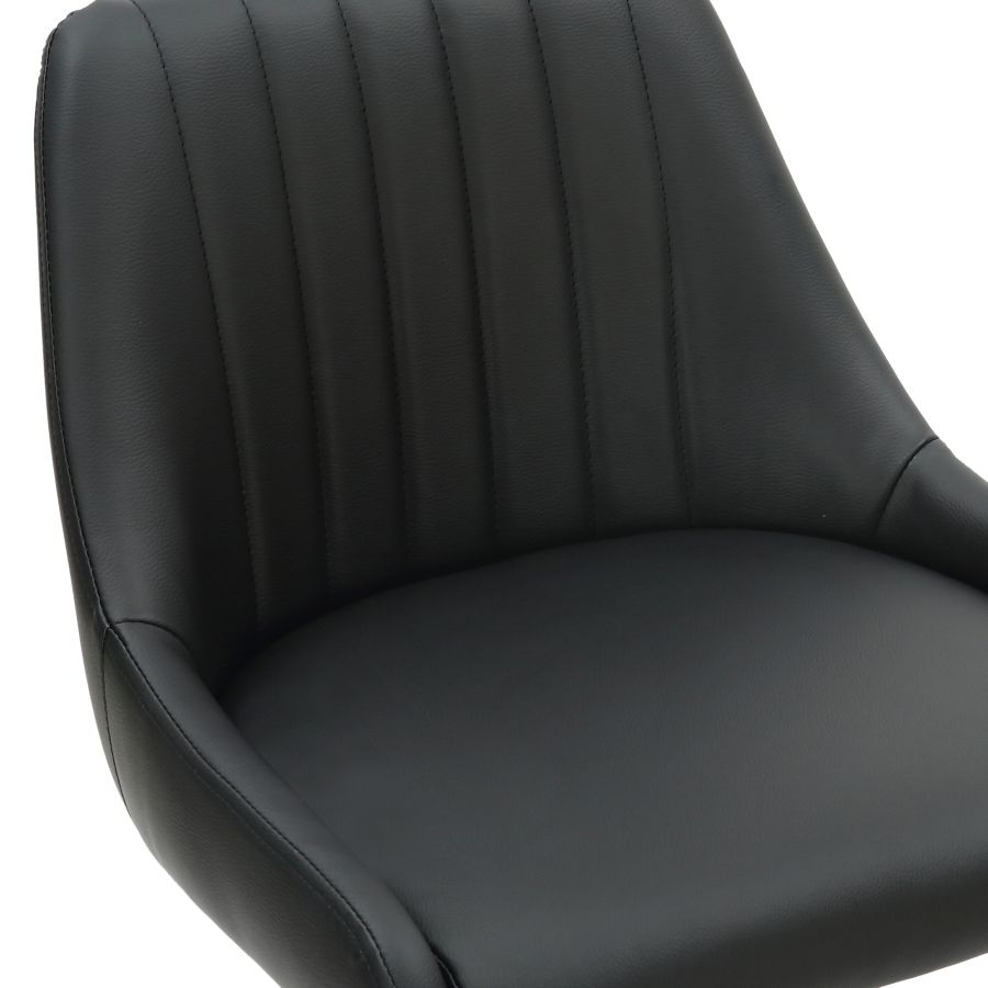 Tabouret pivotant à hauteur réglable Kron, ensemble de 2, en similicuir noir ( Meuble Mtl )