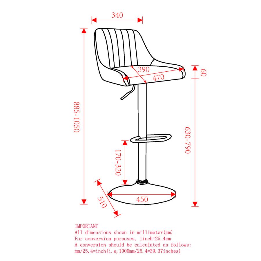 Tabouret pivotant à hauteur réglable Kron, ensemble de 2, en similicuir noir ( Meuble Mtl )