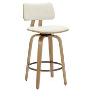Zuni 26" Tabouret de comptoir pivotant en tissu beige et naturel ( Meuble Mtl )