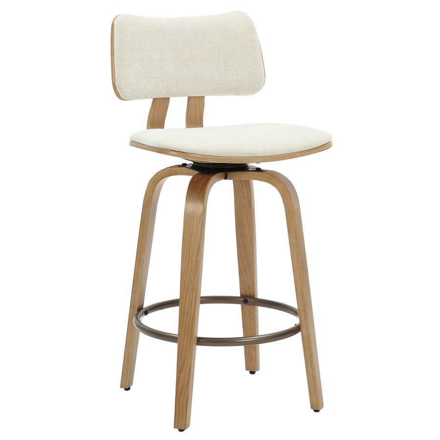 Zuni 26" Tabouret de comptoir pivotant en tissu beige et naturel ( Meuble Mtl ) 