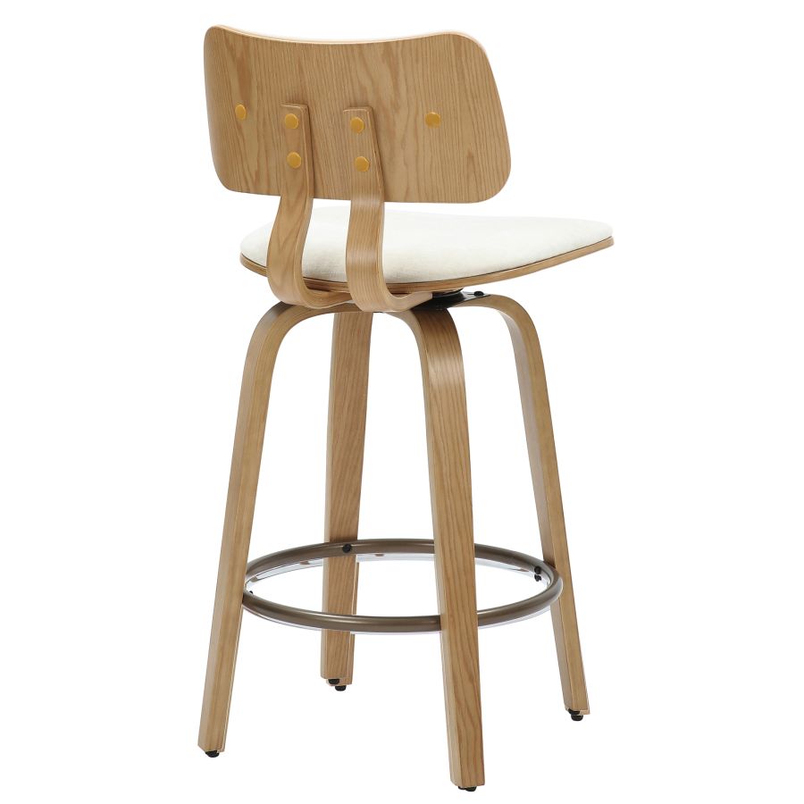 Zuni 26" Tabouret de comptoir pivotant en tissu beige et naturel ( Meuble Mtl )