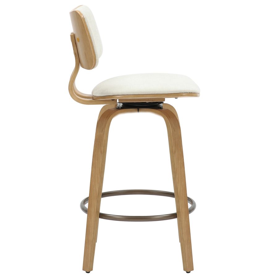 Zuni 26" Tabouret de comptoir pivotant en tissu beige et naturel ( Meuble Mtl )