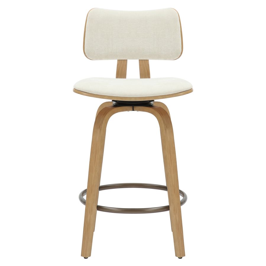 Zuni 26" Tabouret de comptoir pivotant en tissu beige et naturel ( Meuble Mtl ) 