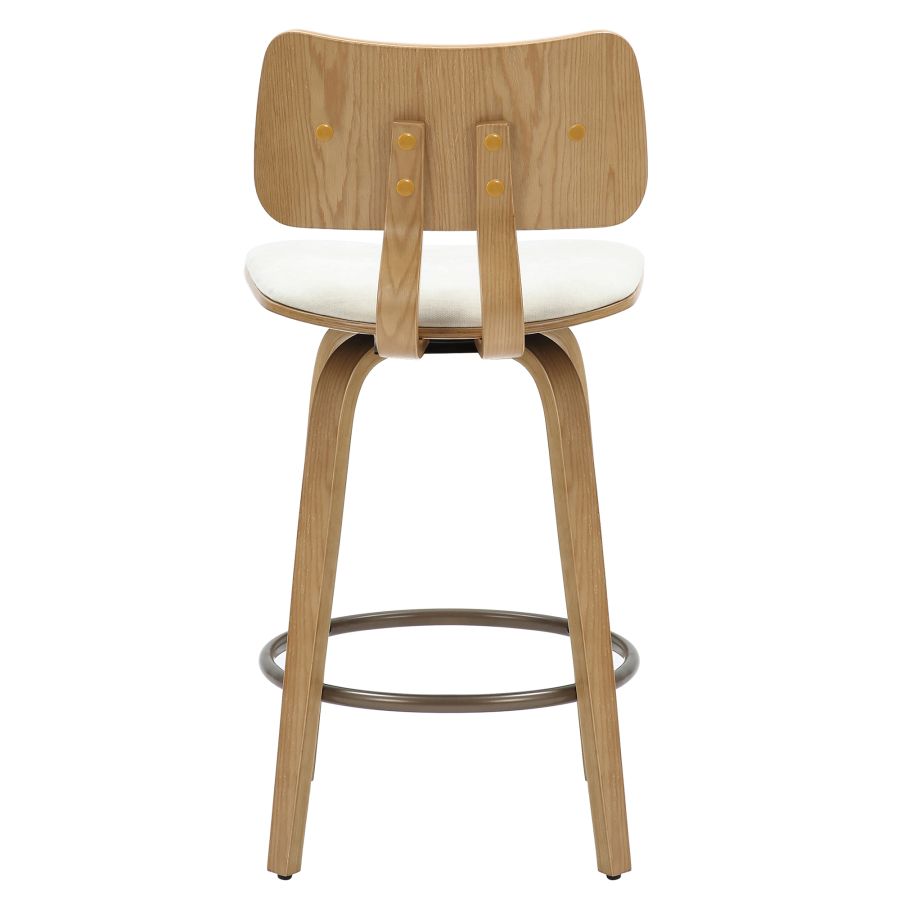 Zuni 26" Tabouret de comptoir pivotant en tissu beige et naturel ( Meuble Mtl )