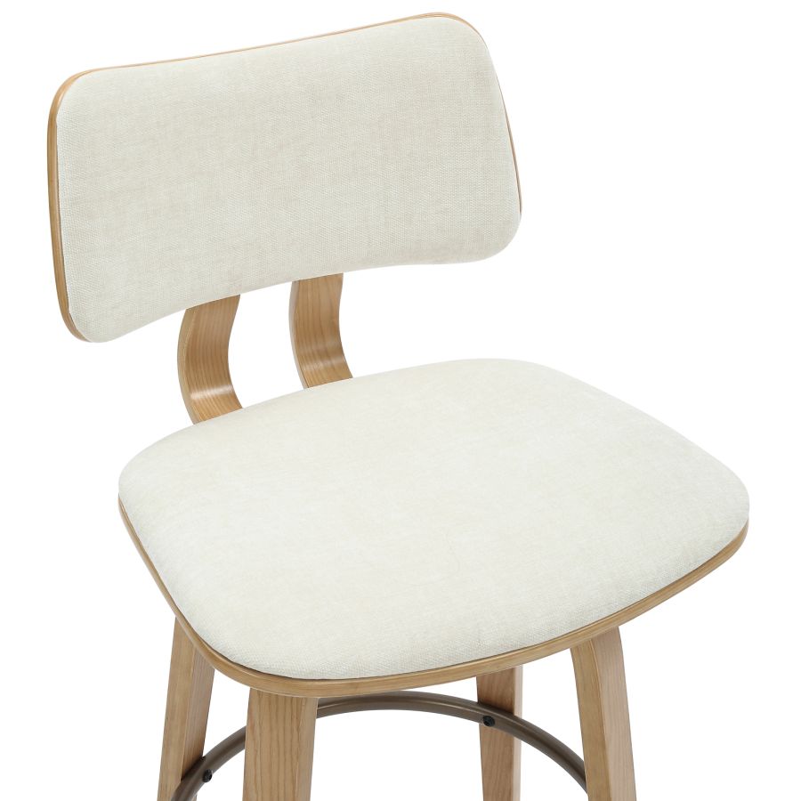 Zuni 26" Tabouret de comptoir pivotant en tissu beige et naturel ( Meuble Mtl )