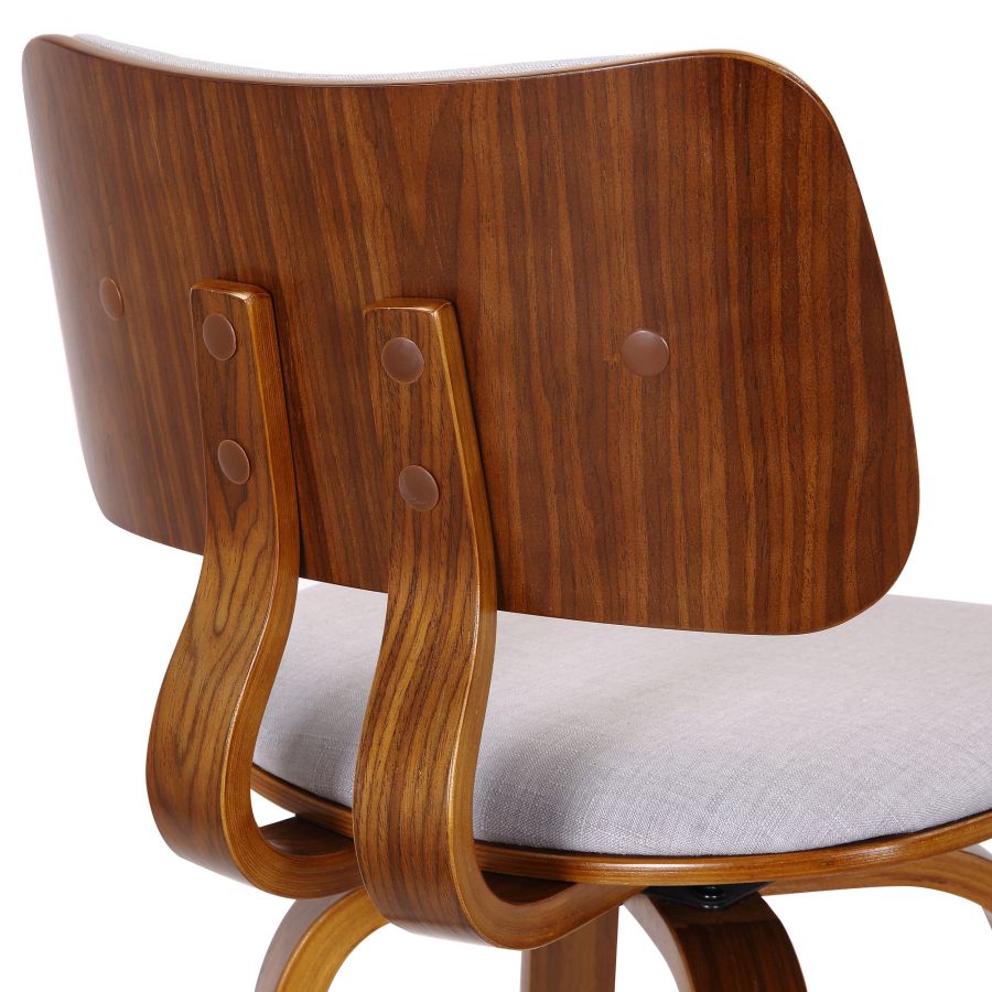 Tabouret de comptoir Zuni de 26 po avec pivot en tissu gris et noyer ( Meuble Mtl )