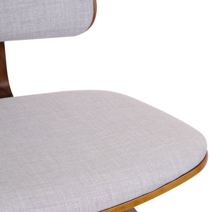 Tabouret de comptoir Zuni de 26 po avec pivot en tissu gris et noyer ( Meuble Mtl )