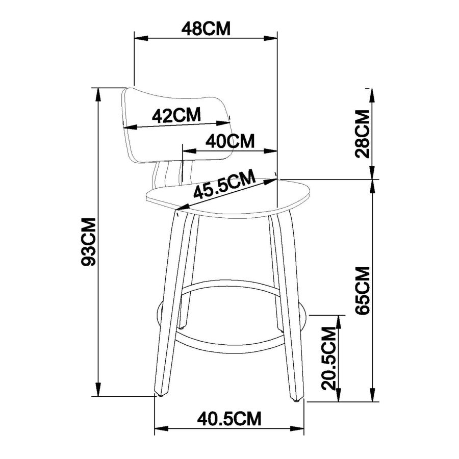 Tabouret de comptoir Zuni de 26 po avec pivot en tissu gris et noyer ( Meuble Mtl )