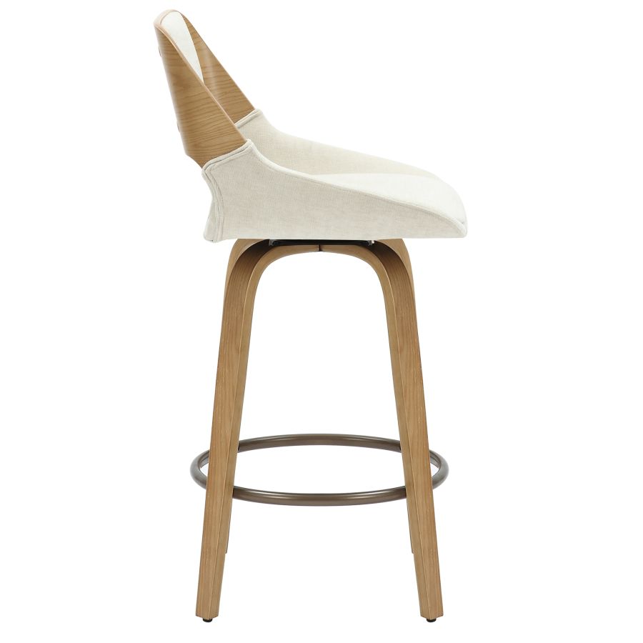 Hudson 26" Tabouret de comptoir pivotant en tissu beige et naturel ( Meuble Mtl )