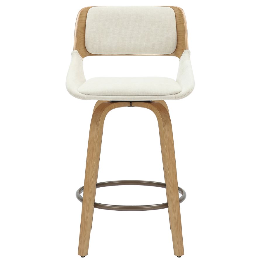 Hudson 26" Tabouret de comptoir pivotant en tissu beige et naturel ( Meuble Mtl )