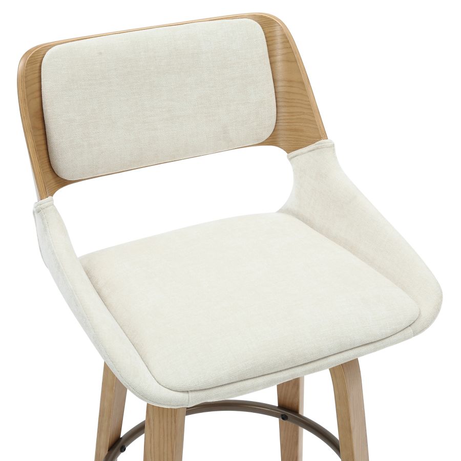 Hudson 26" Tabouret de comptoir pivotant en tissu beige et naturel ( Meuble Mtl )