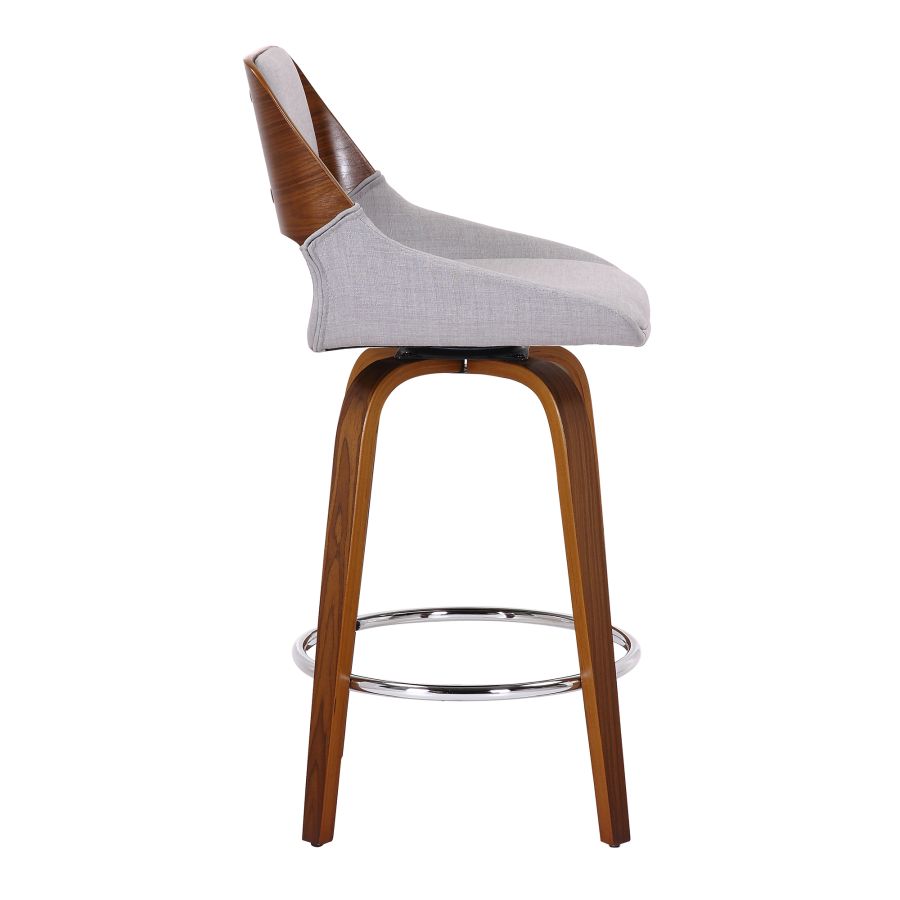 Tabouret de comptoir Hudson 26" avec pivot en tissu gris et noyer ( Meuble Mtl )