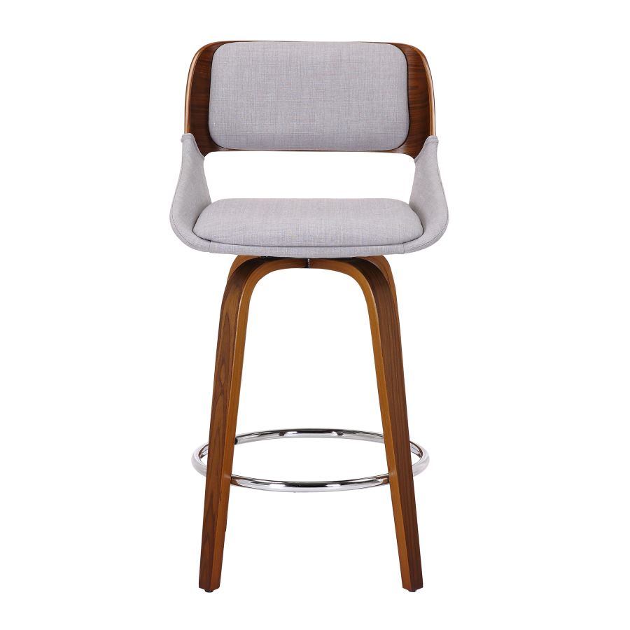Tabouret de comptoir Hudson 26" avec pivot en tissu gris et noyer ( Meuble Mtl )