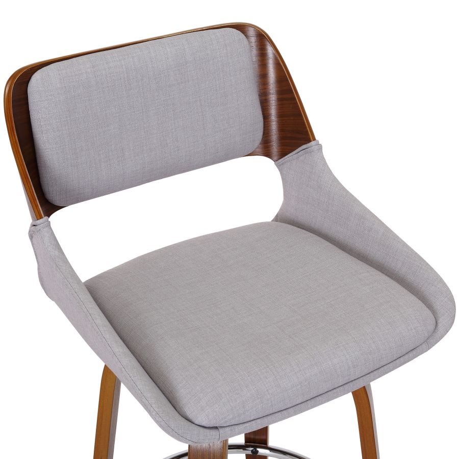 Tabouret de comptoir Hudson 26" avec pivot en tissu gris et noyer ( Meuble Mtl )