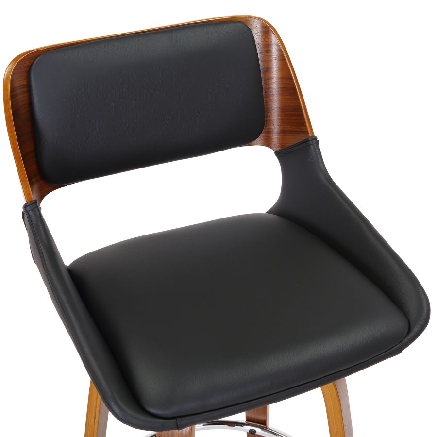 Tabouret de comptoir Hudson de 26 po avec pivot en similicuir noir et noyer ( Meuble Mtl )