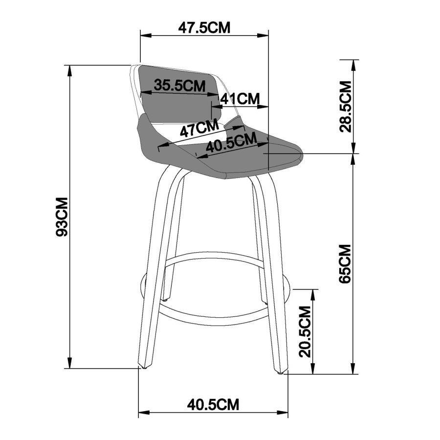 Tabouret de comptoir Hudson de 26 po avec pivot en similicuir blanc et noyer ( Meuble Mtl )