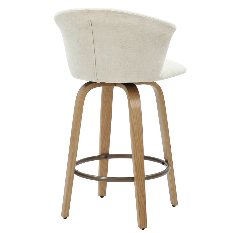 Toula 26" Tabouret de comptoir en tissu beige et naturel ( Meuble Mtl )