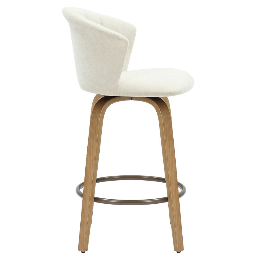 Toula 26" Tabouret de comptoir en tissu beige et naturel ( Meuble Mtl )