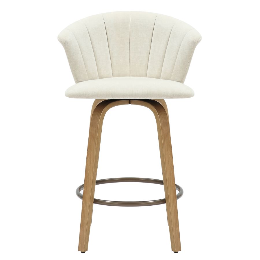 Toula 26" Tabouret de comptoir en tissu beige et naturel ( Meuble Mtl )