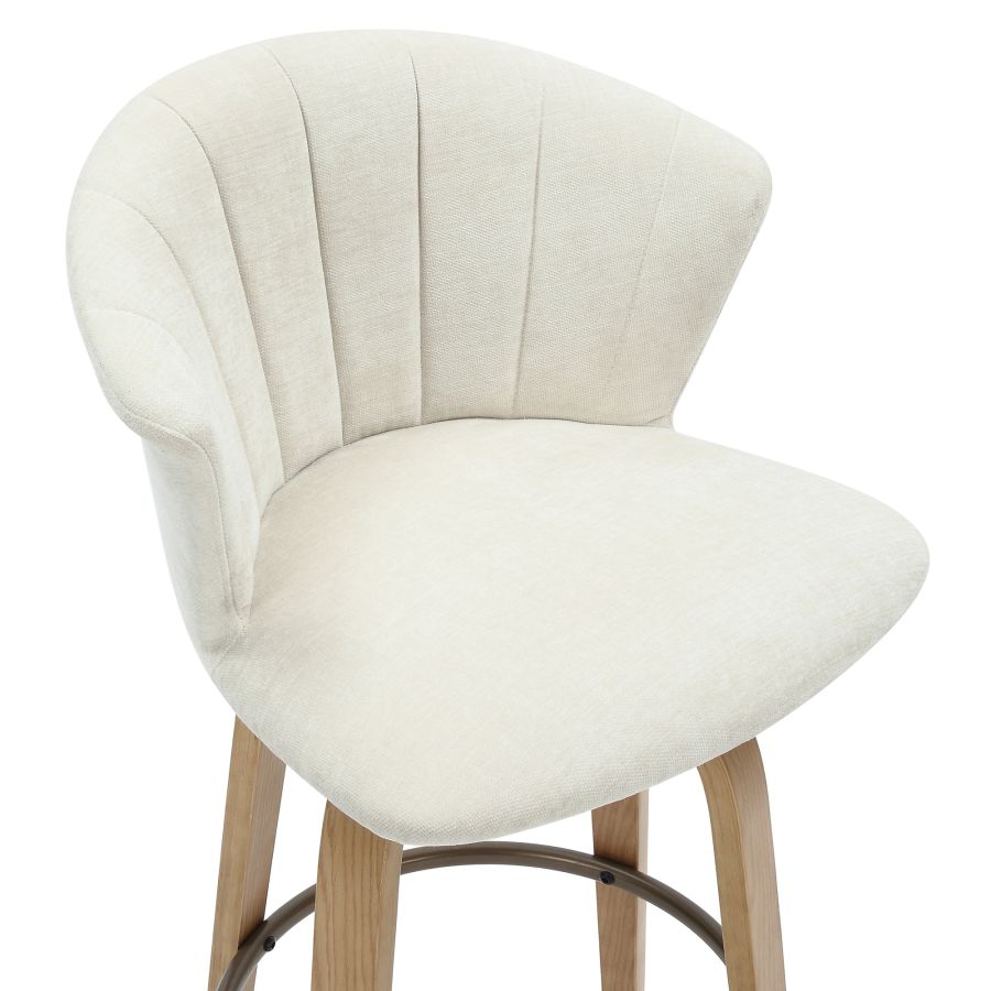 Toula 26" Tabouret de comptoir en tissu beige et naturel ( Meuble Mtl )