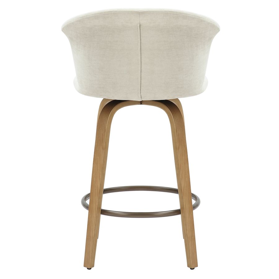 Toula 26" Tabouret de comptoir en tissu beige et naturel ( Meuble Mtl )