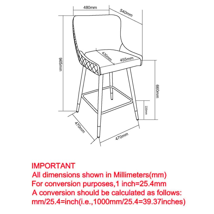 Tabouret de comptoir Xander de 26 po, ensemble de 2, en noir ( Meuble Mtl )