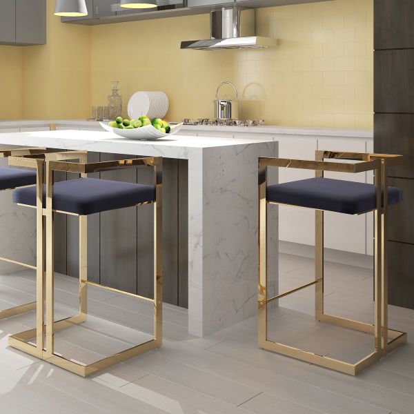 Tabouret de comptoir Cosmo de 26 po en noir et or ( Meuble Mtl )