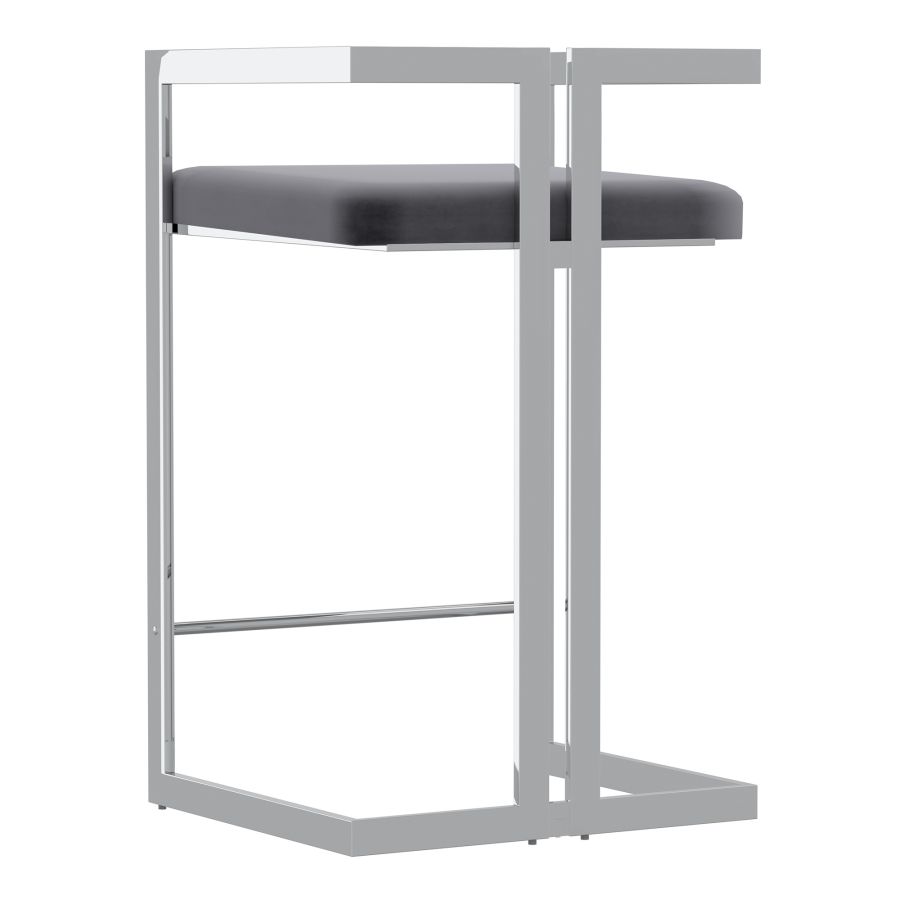 Tabouret de comptoir Cosmo de 26 po en gris et argent ( Meuble Mtl )