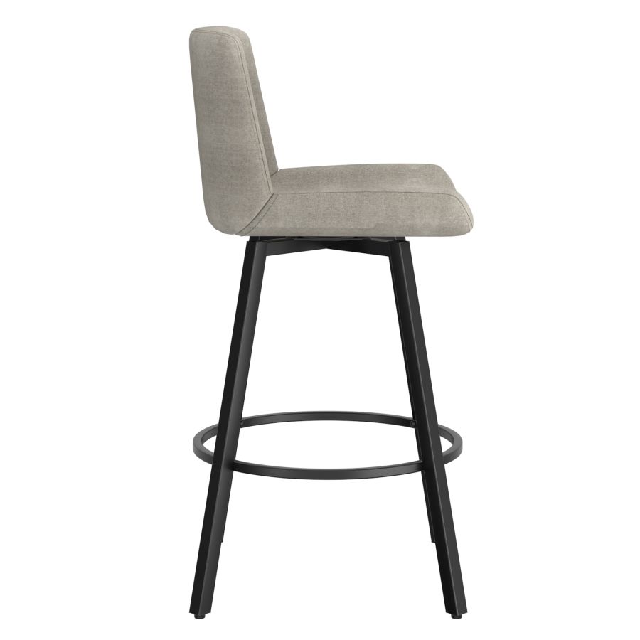 Tabouret de comptoir Fern de 26 po, ensemble de 2, avec pivot en tissu gris et noir ( Meuble Mtl )