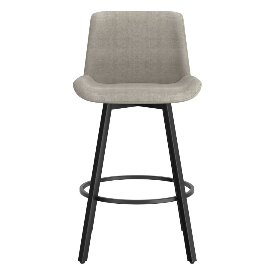 Tabouret de comptoir Fern de 26 po, ensemble de 2, avec pivot en tissu gris et noir ( Meuble Mtl )