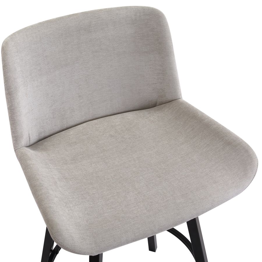 Tabouret de comptoir Fern de 26 po, ensemble de 2, avec pivot en tissu gris et noir ( Meuble Mtl )