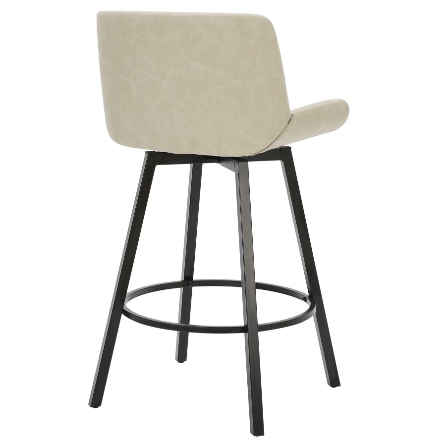Tabouret de comptoir Fern de 26 po, ensemble de 2, avec pivot en similicuir ivoire vintage et noir ( Meuble Mtl )