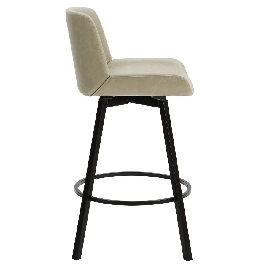 Tabouret de comptoir Fern de 26 po, ensemble de 2, avec pivot en similicuir ivoire vintage et noir ( Meuble Mtl )