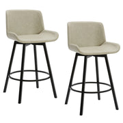 Tabouret de comptoir Fern de 26 po, ensemble de 2, avec pivot en similicuir ivoire vintage et noir ( Meuble Mtl )