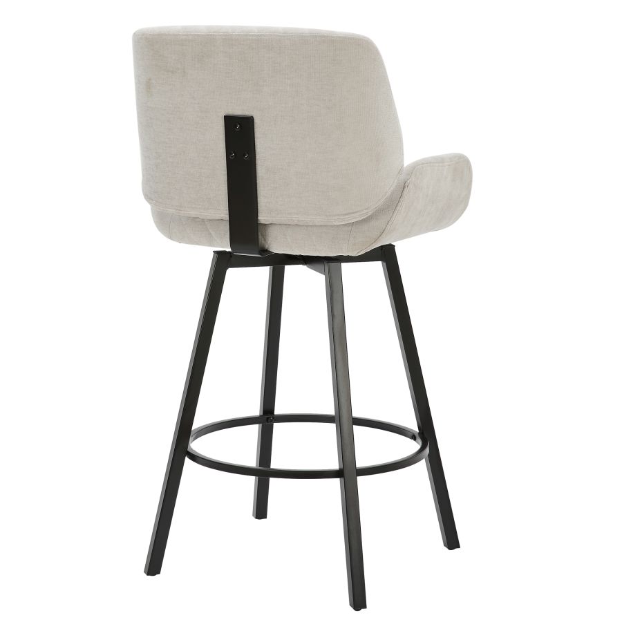 Tabouret de comptoir Fraser de 26 po, ensemble de 2, avec pivot en tissu gris et noir ( Meuble Mtl )