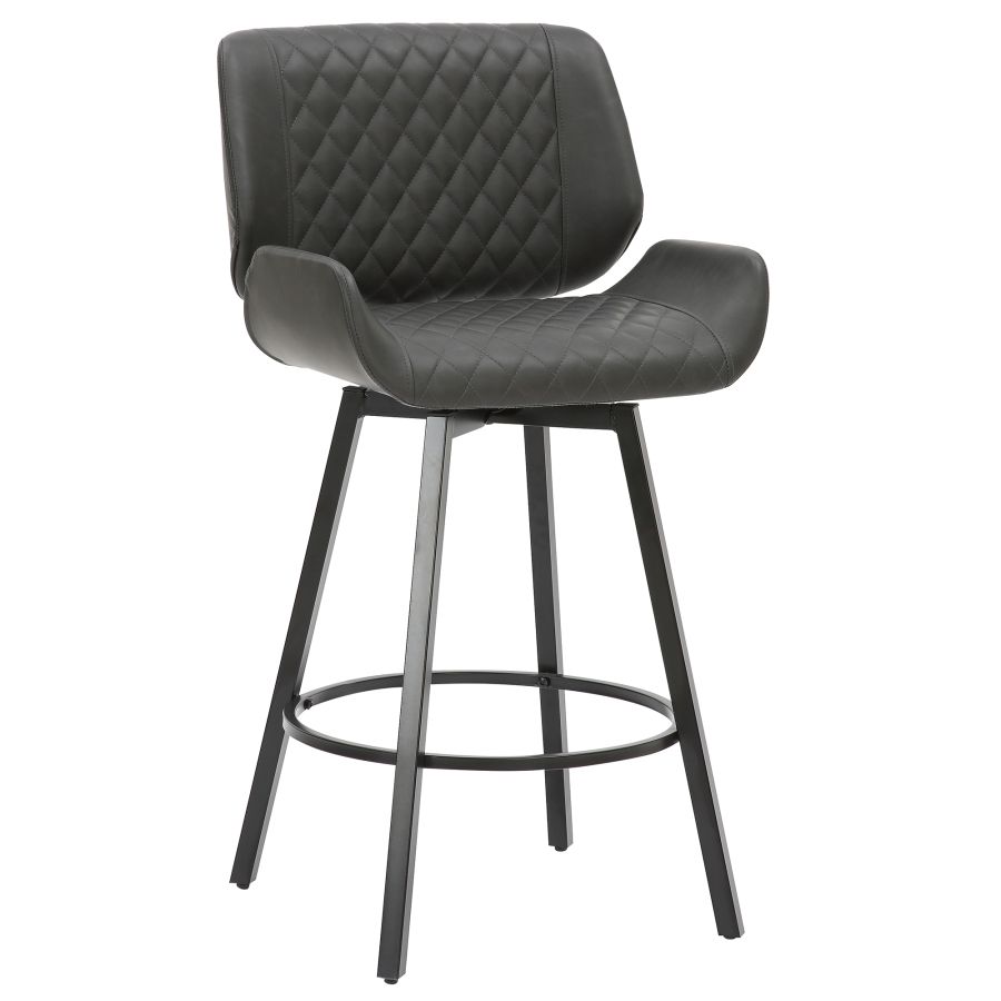 Tabouret de comptoir Fraser de 26 po, ensemble de 2, avec pivot en similicuir anthracite vintage et noir ( Meuble Mtl )