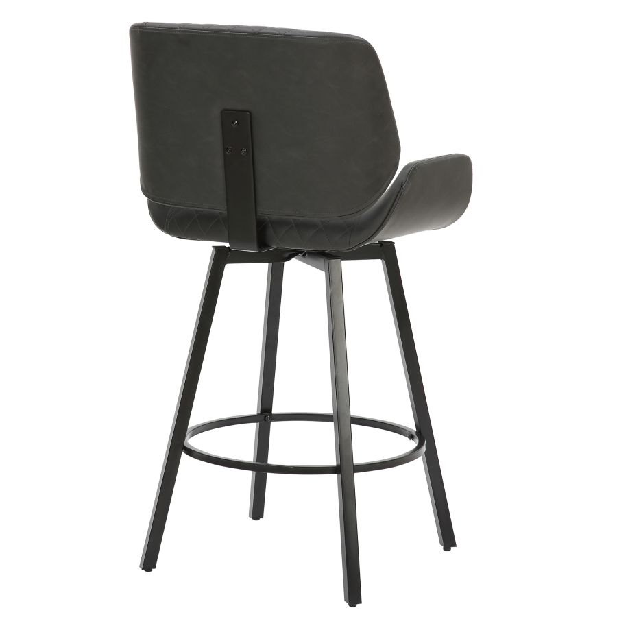 Tabouret de comptoir Fraser de 26 po, ensemble de 2, avec pivot en similicuir anthracite vintage et noir ( Meuble Mtl )