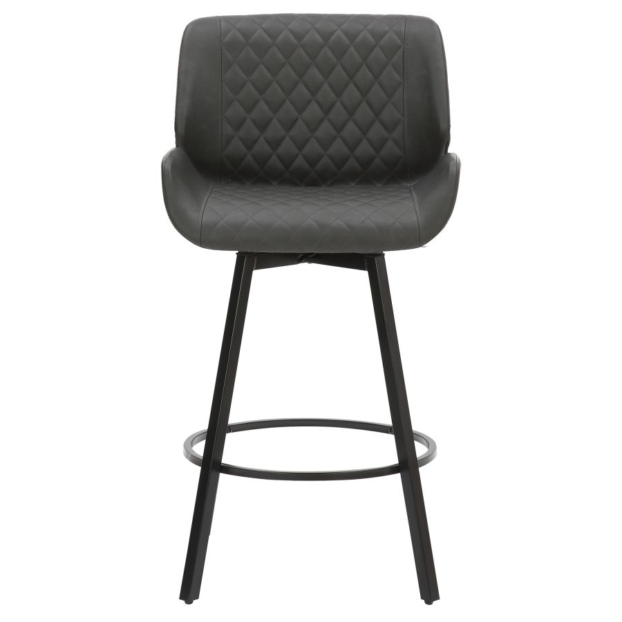 Tabouret de comptoir Fraser de 26 po, ensemble de 2, avec pivot en similicuir anthracite vintage et noir ( Meuble Mtl )