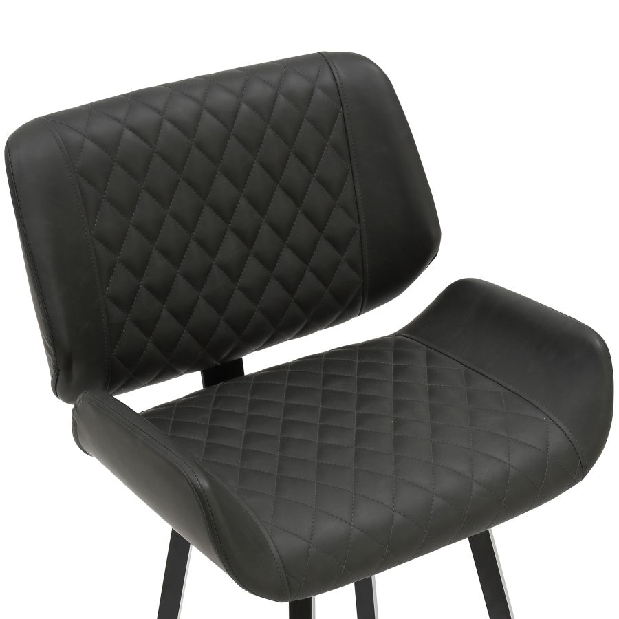 Tabouret de comptoir Fraser de 26 po, ensemble de 2, avec pivot en similicuir anthracite vintage et noir ( Meuble Mtl )