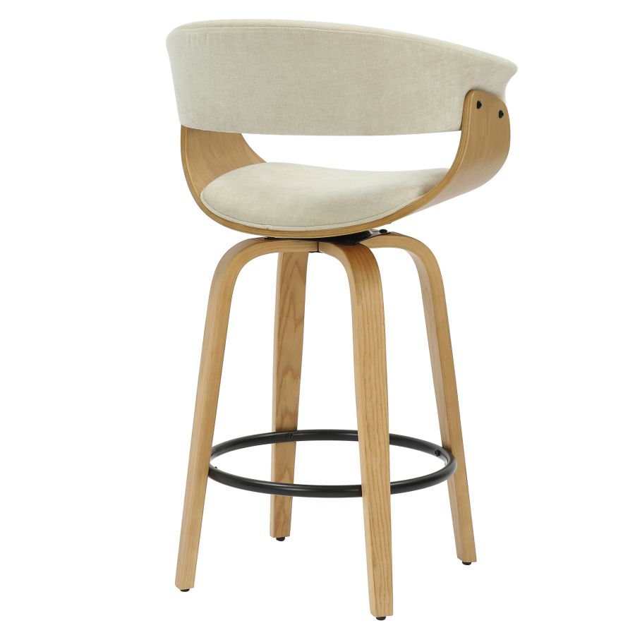 Holt 26" Tabouret de comptoir en tissu beige et naturel ( Meuble Mtl ) 
