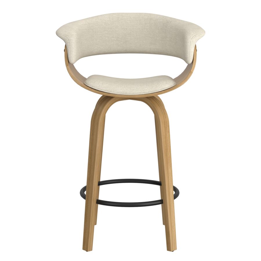 Holt 26" Tabouret de comptoir en tissu beige et naturel ( Meuble Mtl ) 