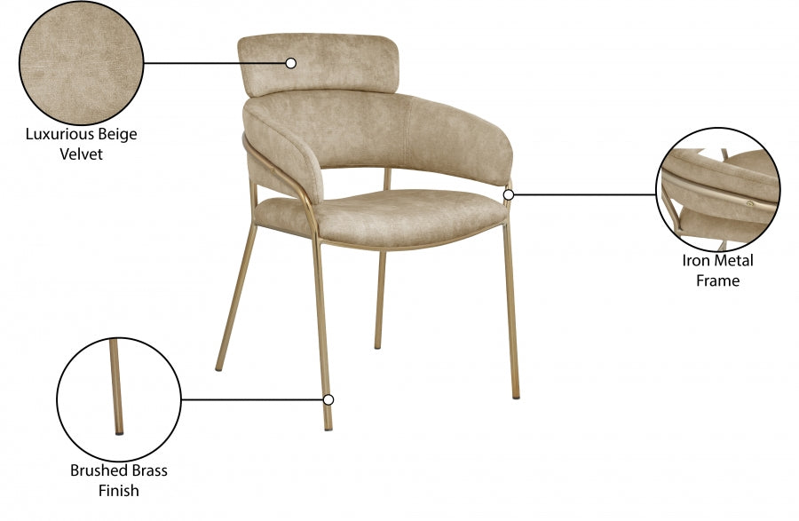 Chaise de salle à manger en velours Yara