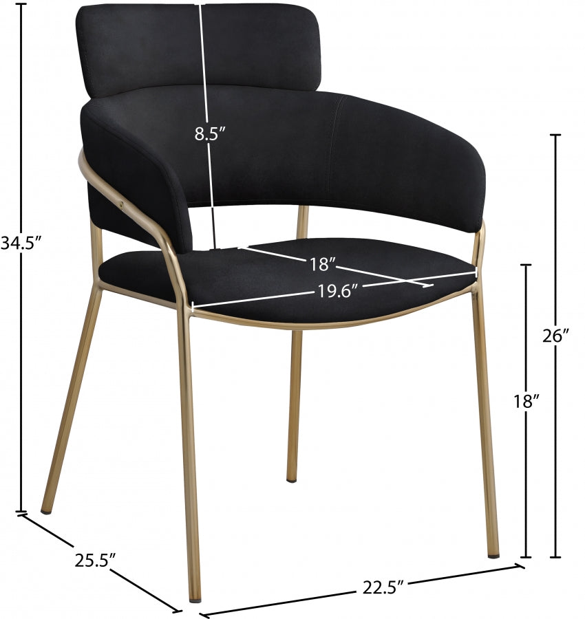 Chaise de salle à manger en velours Yara