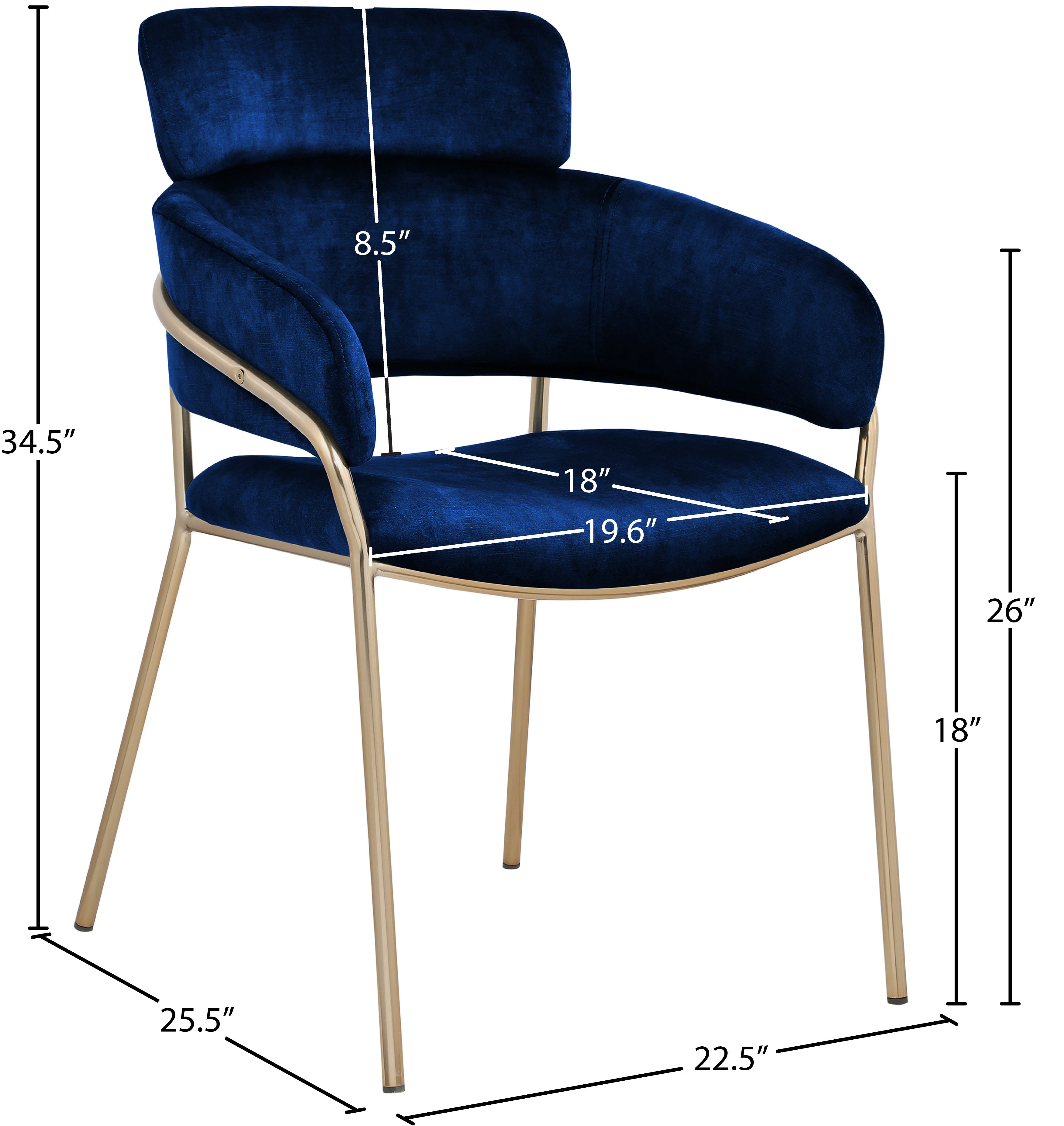 Chaise de salle à manger en velours Yara