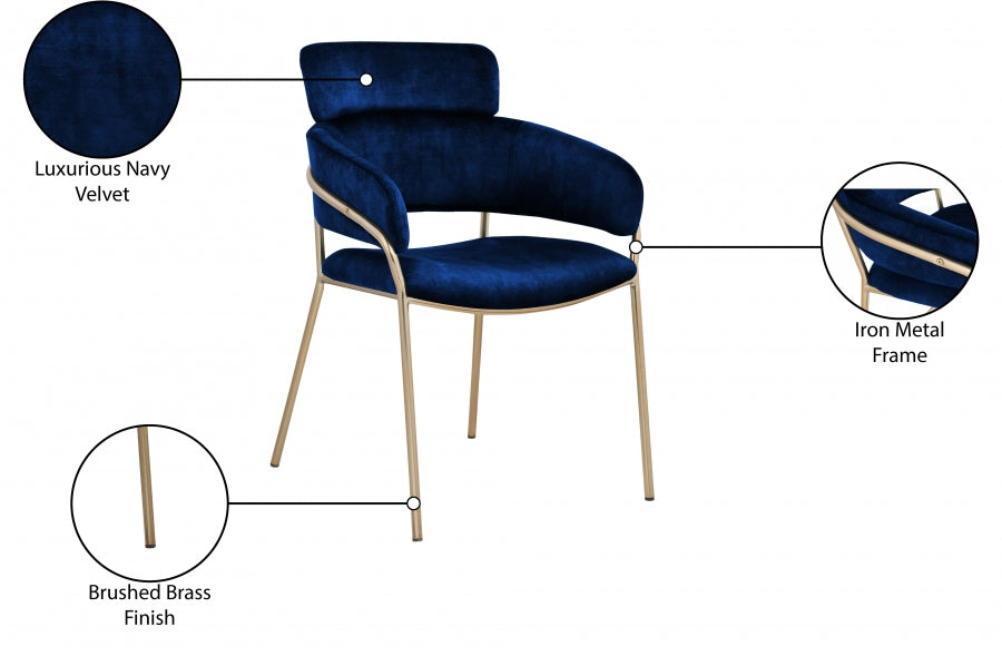Chaise de salle à manger en velours Yara