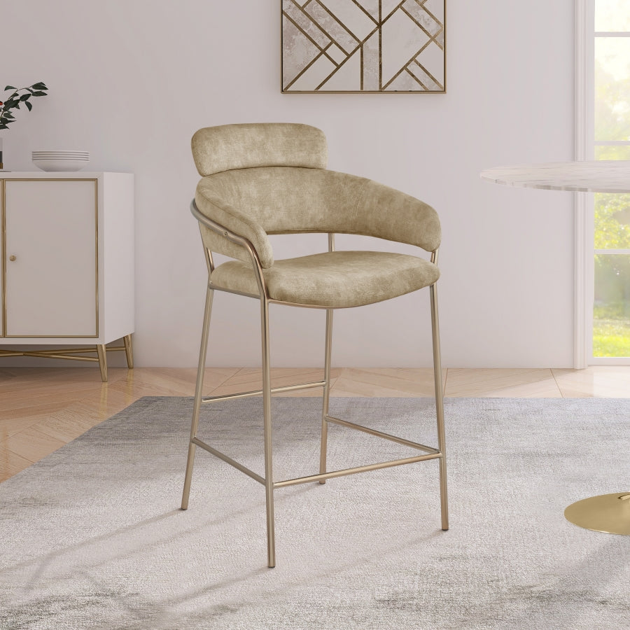 Tabouret de comptoir en velours Yara