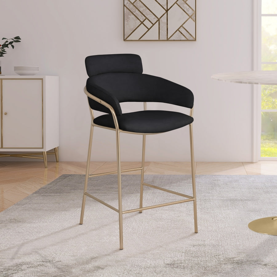 Tabouret de comptoir en velours Yara