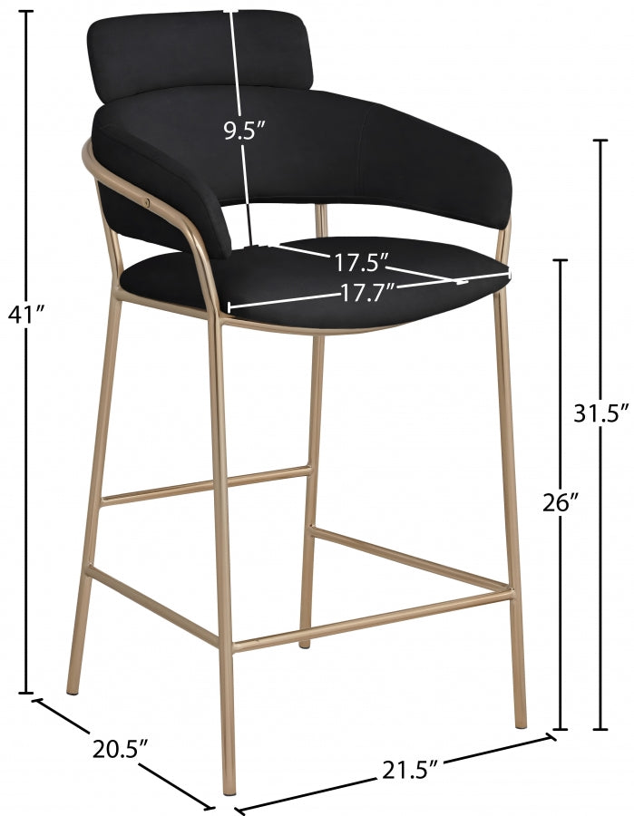 Tabouret de comptoir en velours Yara