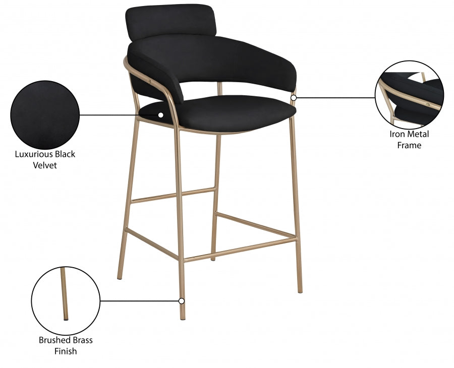 Tabouret de comptoir en velours Yara
