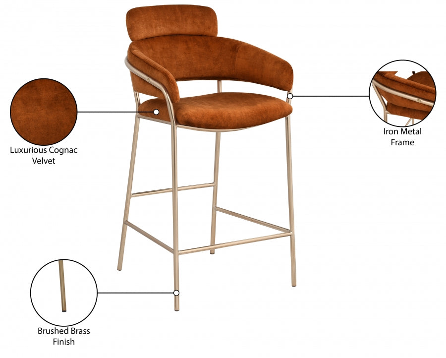 Tabouret de comptoir en velours Yara